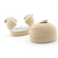 China Golden Supplier LC LCM-88 Ivory Modern Double Side Open Oval Velvet Ring Display Case for Proposal