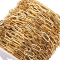 6.5mm Wide Long Oval Flat Cable DIY Decoration Accessory Chain 304 Stainless Steel PVD Gold Color Clip Jewelry Findings