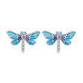 925 Sterling Silver Dazzling Dragonfly Stud Earrings Vintage Delicate Women Earrings Fine Jewelry Gift BSE694
