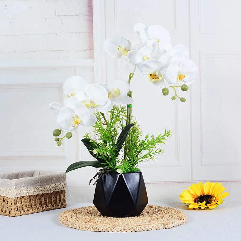 Modern Style High Quality 3D Printed Orchid Flowers Pot Real Touch Artificial Flowers for Home Hotel Decoration for Graduation
