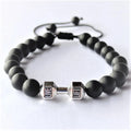 Braided Adjustable Bracelets Sports Fitness Dumbbell Bracelets Statement Volcanic Stone Tiger Eye Bracelet for Women Gift