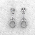 Sterling Silver 5*7mm Semi Mount Stud Eardrops Empty Frame Support Blank Setting S925 Base Without Center Stone DIY for Inlay