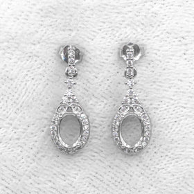 Sterling Silver 5*7mm Semi Mount Stud Eardrops Empty Frame Support Blank Setting S925 Base Without Center Stone DIY for Inlay