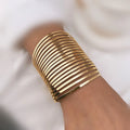 Custom Fashion Gold Handicraft Wide Geometric Bangle Bracelet Gold Smooth Face Bracelet for Women Jewelry Set