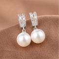 CAOSHI 2025 Elegant Korean Imitate Fresh Water Pearl Dangle Jewelry Women 925 Silver Plated Zircon CZ Pearl Wedding Drop Earings