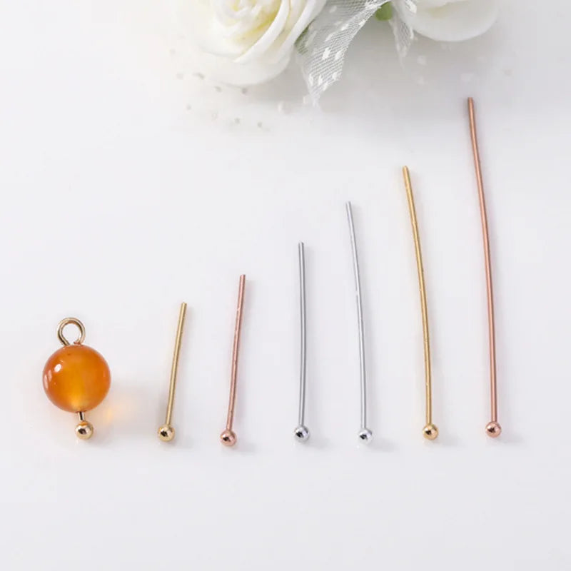 Jewelry Findings Gold/Silver Color Metal Ball Head Pins 20-50mm for DIY Making Bracelet and Necklace-KUOYU Brand
