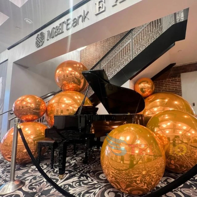 Customized Yellow Inflatable Mirror Ball Wedding Party Decoration Big Hanging Mirror Ball Reflective Mirror Ball Decoration
