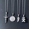 Hot Fashion Travel Compass Jewelry Gold Silver Men Crucifix Cross Necklace Waterproof Stainless Steel Offensive Bear Necklace