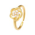 New Trendy American European 925 Sterling Silver Hollowed Flower Zircon Gold Plated Open Rings for Women