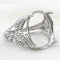 Sterling Silver 14*17mm Semi Mount Men's Ring Frame Empty Blank Claw Setting S925 Base Holder Without Center Stone for DIY Inlay
