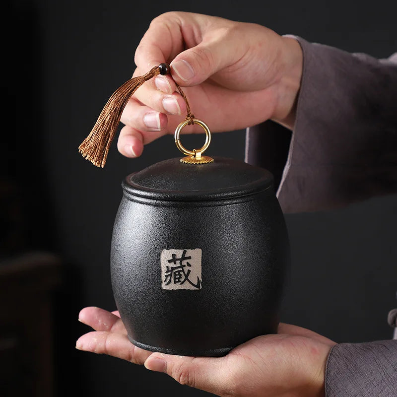 MSH Chinese Style Custom Logo Ceramic Sugar Jar Storage Pot Tea Packaging Ceramic Tea Boxes With Lid Container