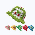Round Brim Beautiful Cherry Handmade Crochet Bucket Hat Knit Floral Bucket Hat Sun Protective Hat Hand-knitted Cap with Flowers