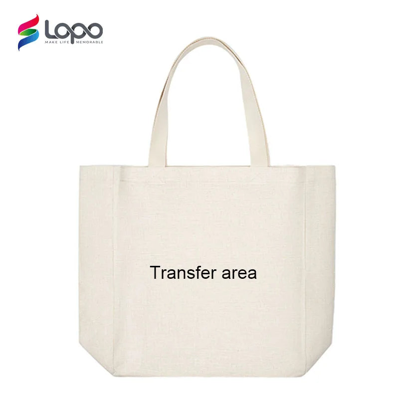 Factory Best Selling Sublimation Blanks Textile Large Capacity Linen Reusable Trolley Shopping Bag