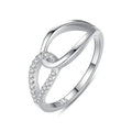 Fashion 925 Sterling Silver Hollow Cross Micro Inlay Diamond Index Finger Ring for Women
