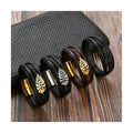 Wholesale Fashion Bracelet for Men High Quality Stainless Steel Leather Cuff Bracelet With Magnetic Clasp Leather Wristband