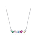 Rainbow Zircon Pendant 925 Sterling Silver Necklace for Women