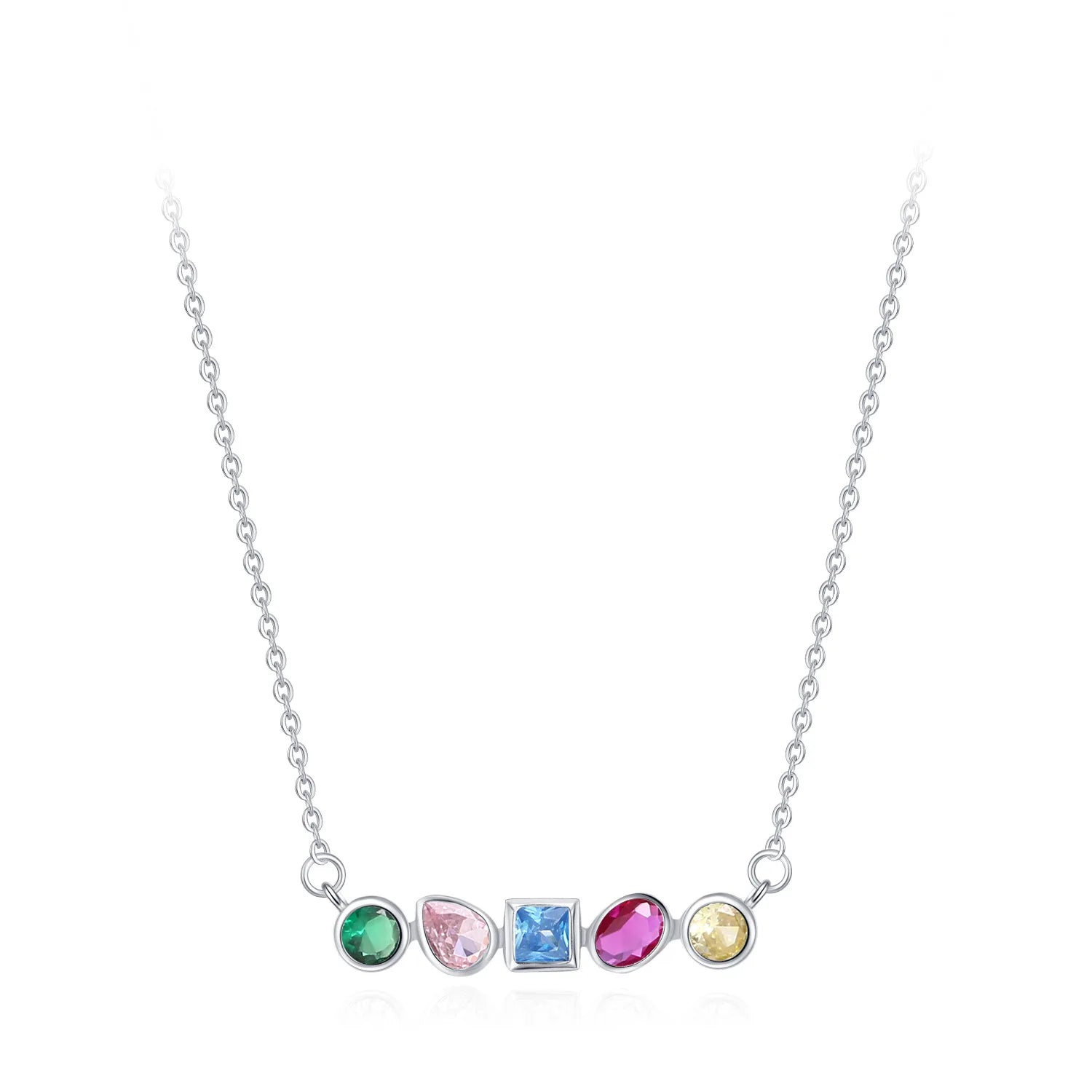 Rainbow Zircon Pendant 925 Sterling Silver Necklace for Women