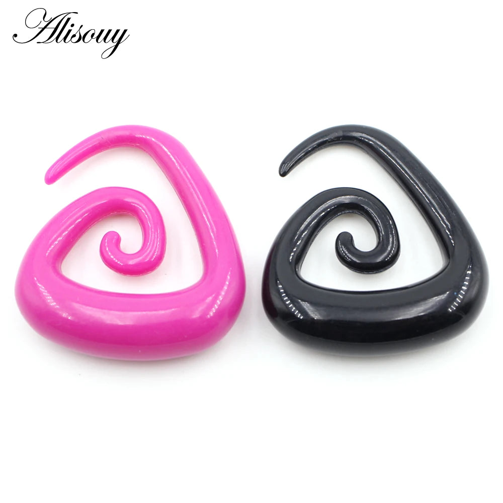 Alisouy Children's 1.6-10mm Irregular Triangle Acrylic Spiral Ear Tunnel Plugs Expander Stretcher Wedding Earrings Gauges Body