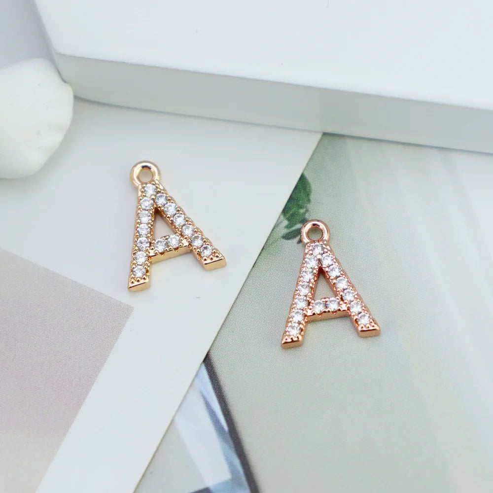 8*12MM Jewelry Fashion Exquisite Diamond Letter Series New 18K Gold Plated Pendant