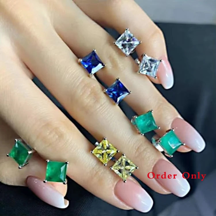 Fine Jewelry Women Trendy Small Stud Earrings Sterling Silver Fashion Cubic Zirconia Stud Earrings