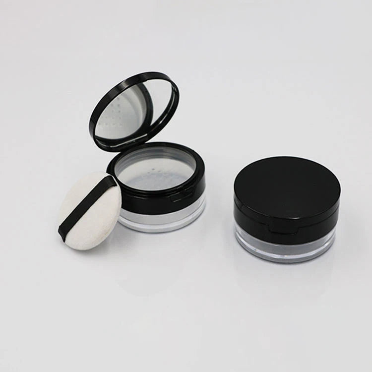30g 50g 100ml Private Label Empty Round Plastic Cosmetic Packaging Container Thick Wall Loose Powder Jars with Puff