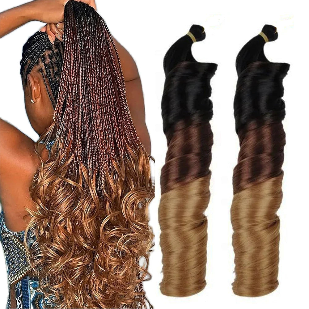 French Curl Braiding Hair Loose Curls Wavy Braids Ombre Soft Pony Style Spanish French Synthetic Curly Braiding Hair Extensions