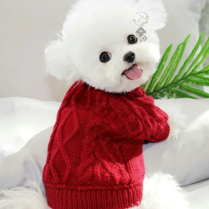 2022 Pet Dog French Clothing Traditional Winter Top Coats Hand Knitted Costume for Dogs
