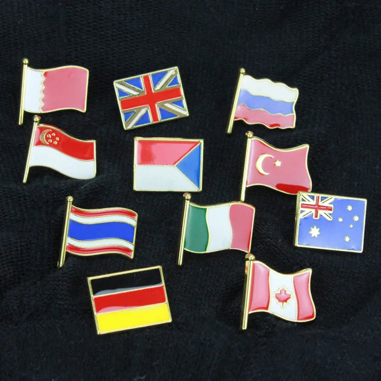 Custom Country Flags Printed Enamel Pin Metal Lapel Pins for Clothes