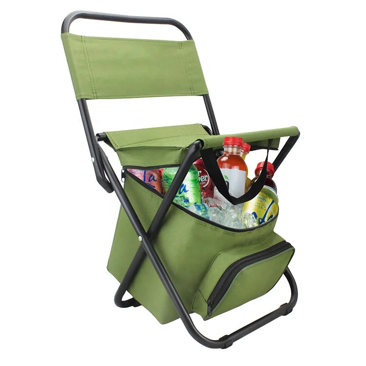 Chiaty Carp Ice Folding Fishing Chair with Retractable Backrest and Rod Holder for Outdoor Camping