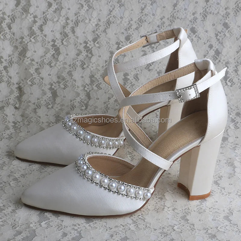 High Quality Classic Women Shoes for Wedding White Ivory
