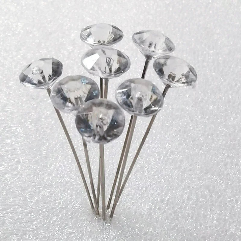 100 Pcs Crystal Head Pins Diamond Shape Head Pins Diamond Bouquet Pins with Storage Box for Weddings Flower Decoration