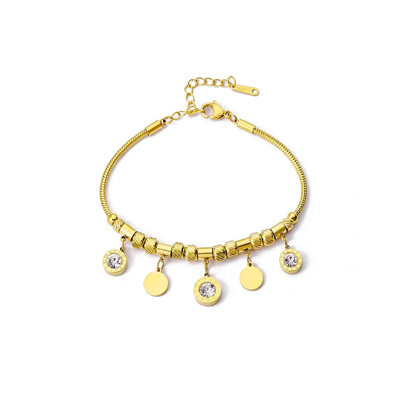 Wholesale 316L Stainless Steel Gold Plated Woman Bracelets Trendy Crystal Pendant with Zircon Girls Women's Fashion Jewelry