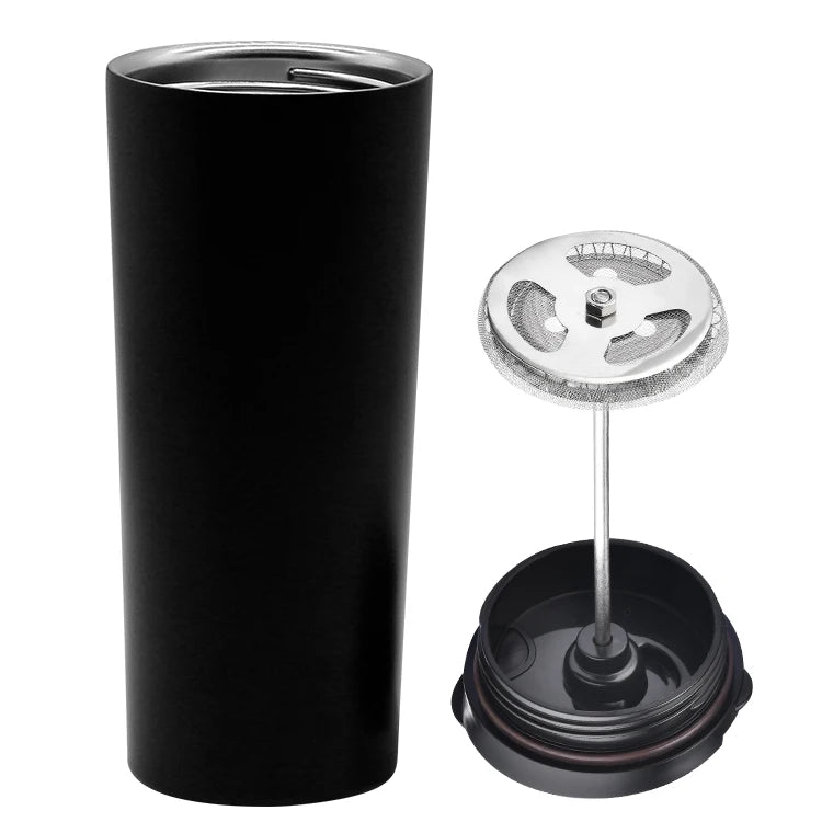 WeVi 500ml Stainless Steel Travel French Press Tumbler Cups Vacuum Insulated Novelty Design Metal Camping Tumbler for Coffee