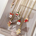 Cute Chic Lovely Christmas Necklace Snowman Elk Pendant Necklace Stainless Steel Enamel Charm Necklace Christmas Gift