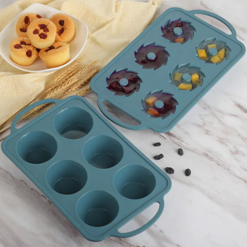 Wholesale Customized Eco-Friendly Silicone Cake Mold Multi-function 6 Hole Biscuit Mould Christmas Pastry Mold for Baking
