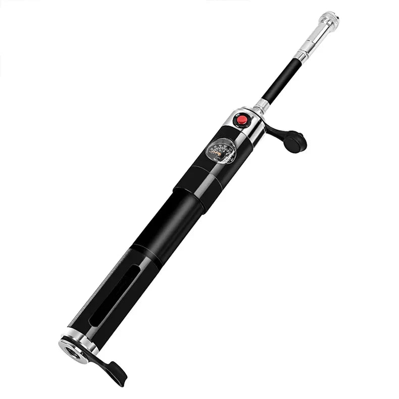 Portable Mini Aluminium 160psi Bicycle Pump with Gauge Hand Operated for Presta/Schrader Valves and Cycling