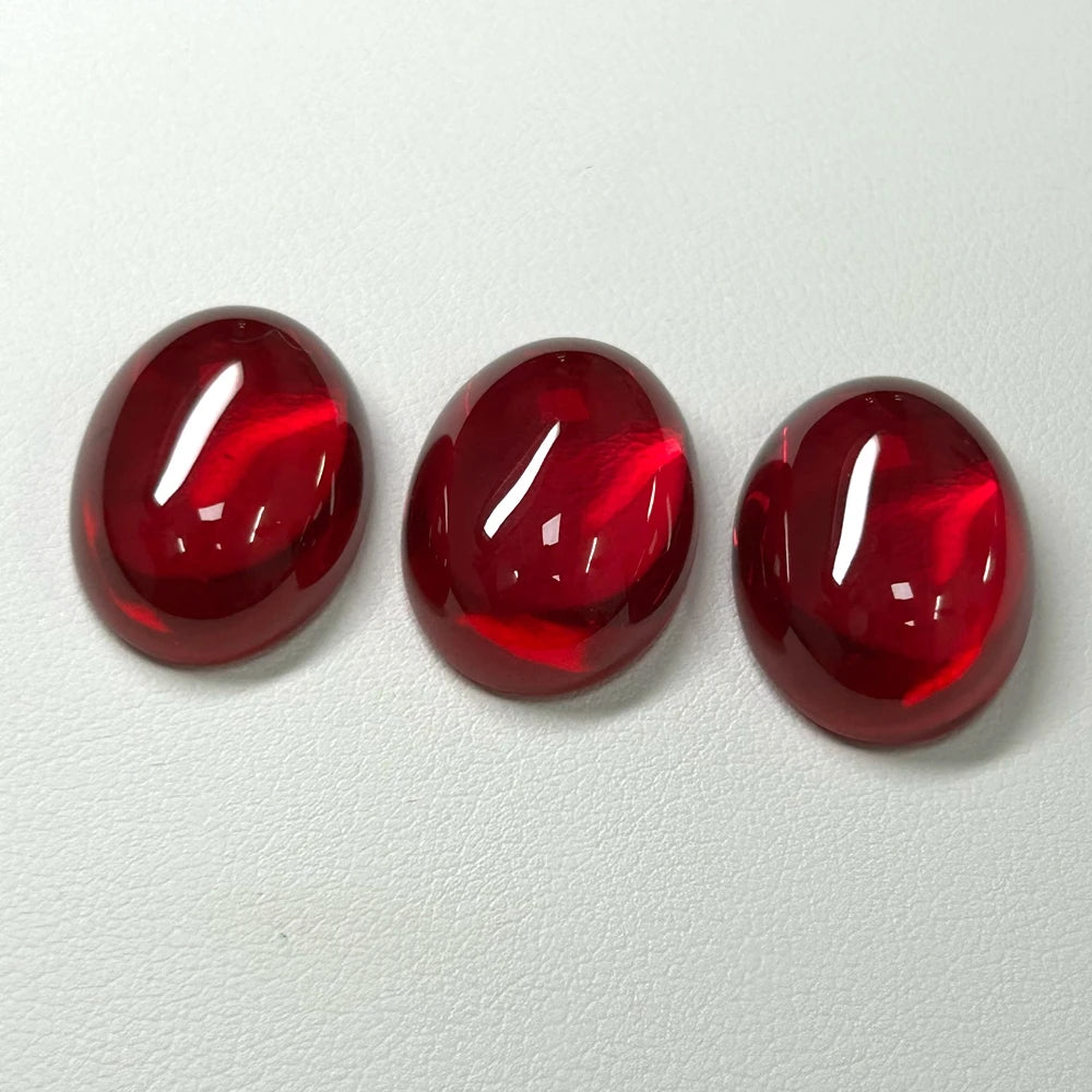 Synthetic Ruby Red 5# Oval 10x14mm Gemstones Flat Bottom Corundum Cabochon
