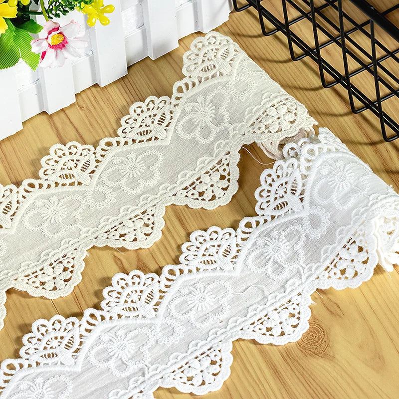 Wholesale China Chemical Border Organic 100% Cotton Embroidered Lace Trim White for Garment