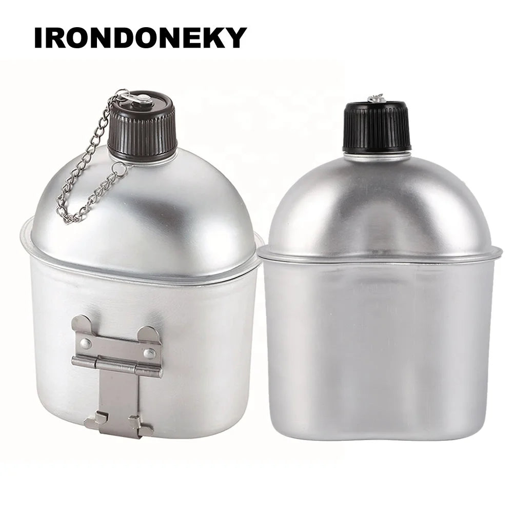IRONDONKEY 0.98L Water Outdoor Convenient Water Aluminum Cup Set Camping Water Bottle Removable Tactical Handle & Eagle Spout