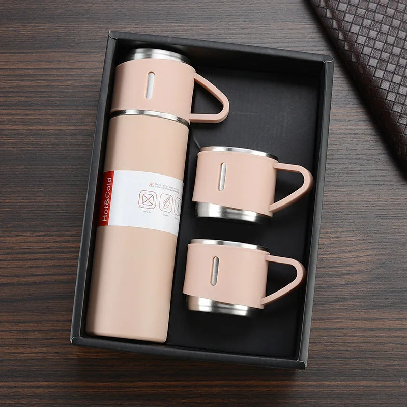 Factory Wholesale 500 ml Set Christmas Gift Thermos Vacuum Flask Stainless Steel Water Bottle with 2 Cups Hot and Cold