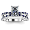Radiant Cut CZ Engagement Ring S925 Sterling Silver Blue Sapphire Half Eternity Bridal Ring Women Jewelry