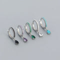 European and American Light Luxury S925 Pure Silver INS Style Geometric Water Droplet Inlaid Colorful Zircon French Earrings
