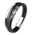 Hot Selling Stainless Steel Charm Leather Woven Vintage Creative Multi-layer Titanium Steel Jewelry for Men