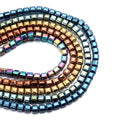 Natural Hematite Plated Square Cut Loose Beads Electroplate 4/6/8mm Blue Rose Golden Green Handmade DIY Jewelry Accessory Making