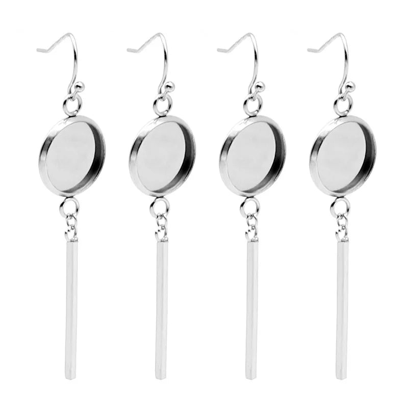Stainless Steel Earring Cabochon Stones Setting Post Cup Blank Earring Bezel Setting Surgical Steel Post Findings with bar
