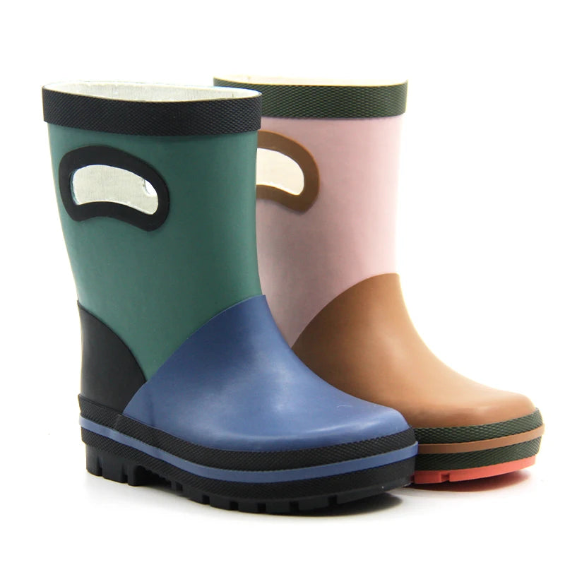 OEM/ODM 2025/2026 Summer Fashion Waterproof Recyclable Shoes Children Anti Slip Gumboots Mid Calf Natural Rubber Rain Boots Kids