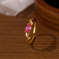 French Light Luxury Rose Red Zircon Branches S925 Sterling Silver Open Rings for Women Jewelry Accessories YB-XY-110