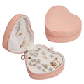 Hot Sale Portable Heart Shape Leather Travel pink Jewelry Box PU Luxury Storage Box Organizer Jewelry Display Boxes