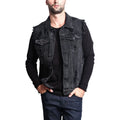 RNSHANGER Vintage Design Men's Denim Vest Male Retro Sleeveless Jackets Casual Ripped Hole Jean Waistcoats Vest