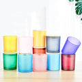 Hot Selling Empty Sprayed Colored Glass Candle Container Glass Candle Jars with Metal Bamboo Lids Colorful Candle Holder